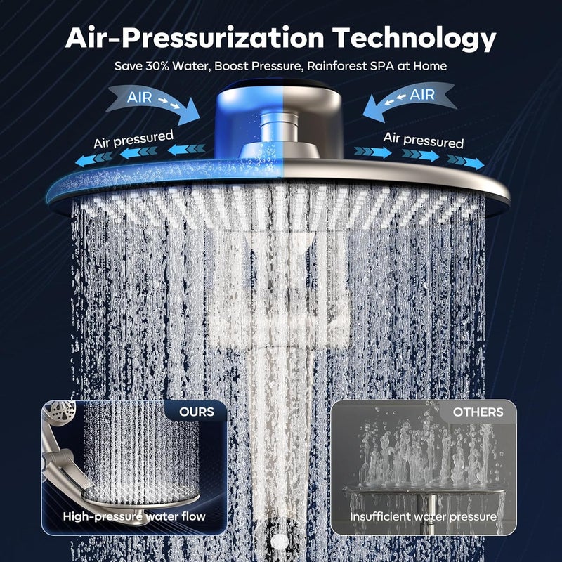 Razime Shower Head with filtered Handheld High Pressure daul Shower Heads with Handheld Spray Combo and 10 Sprays Handheld Shower Head Detachable Shower head Built-in Magnetic Docking and Power Jets Nickel - Image 4